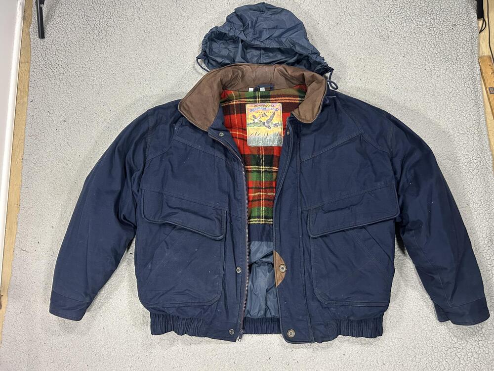 Vintage Members Only Jacket Mens Large Blue Club House Traditions Down Hooded